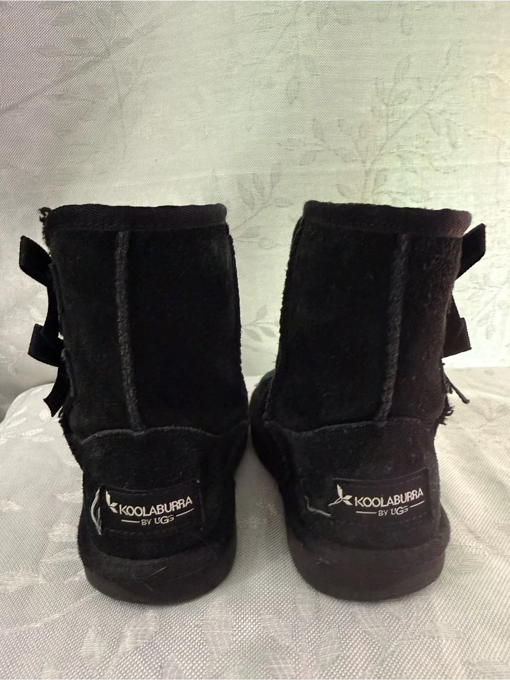 Koolaburra Black Suede Girls' Bow Accent Winter Boots